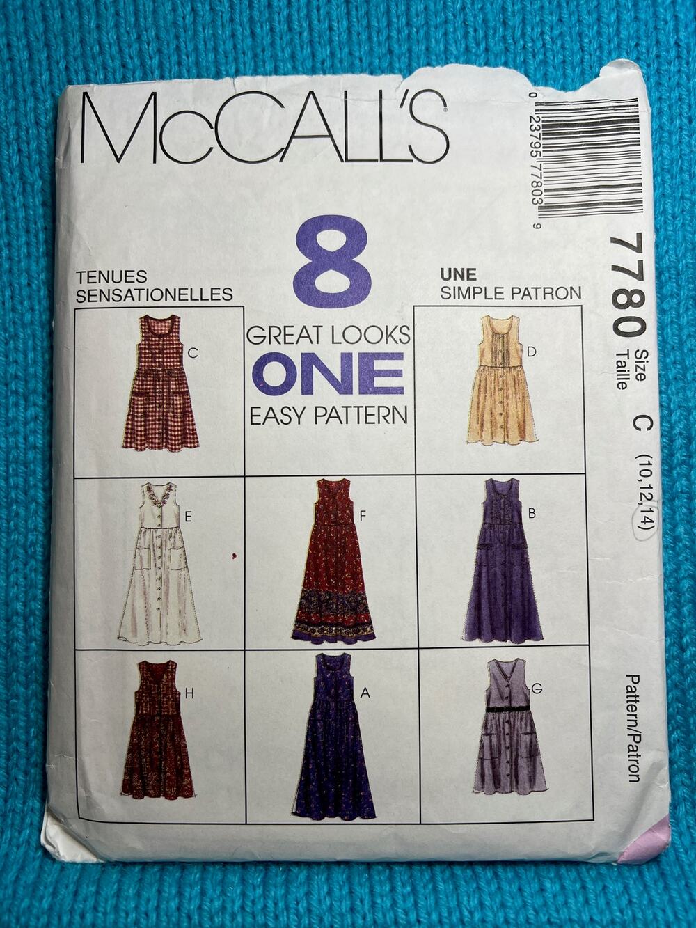 McCalls 7780 Sewing pattern dress jumper midi maxi size 10 12 14